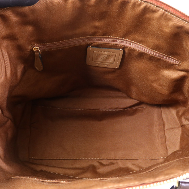 COACH 塗層帆布/麂皮皮革2 Way Shoulder Bag金扣手挽肩背兩用袋-4