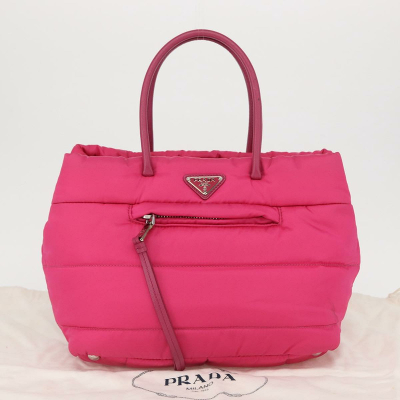 【日本直送】PRADA 手提包 尼龍 粉紅色 銀色 正品 165607-11