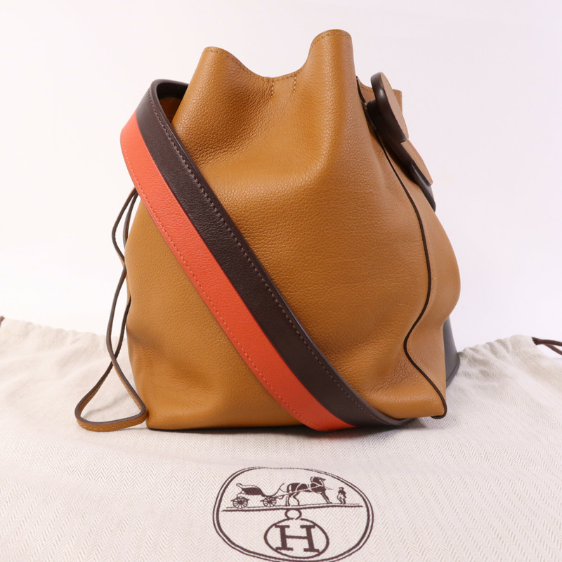 HERMES Evercolor皮革Licol 17肩背袋Toffee-8