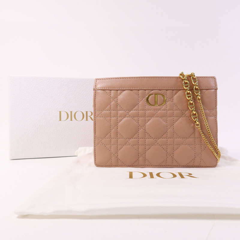 Dior 羊皮皮革Caro Every金扣鏈帶肩背袋-9
