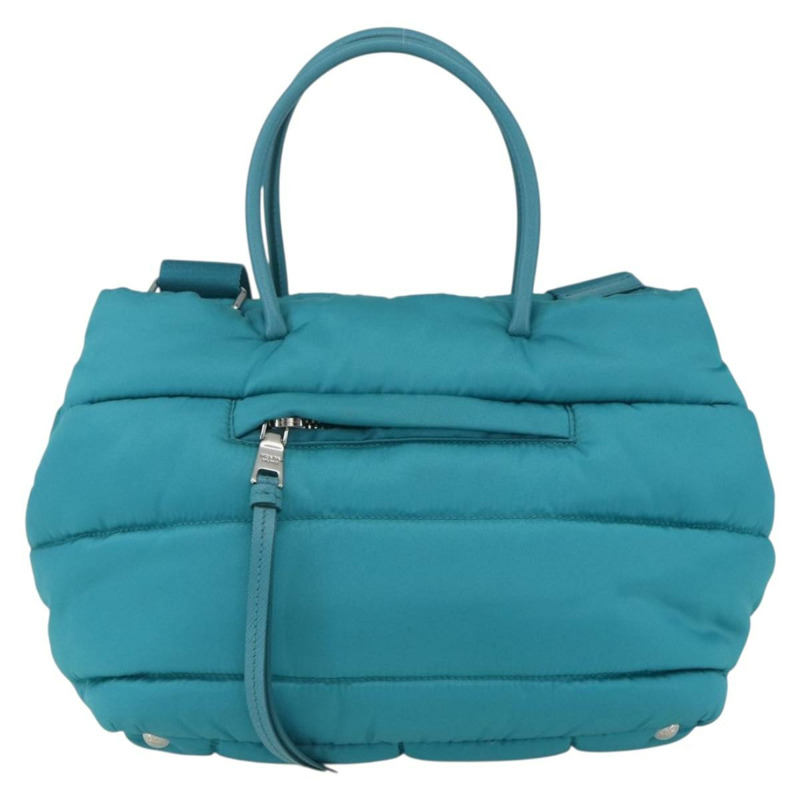 【日本直送】PRADA 飛行員手提包 尼龍 2way Turquoise Blue Silver Auth ka1635SAM-1