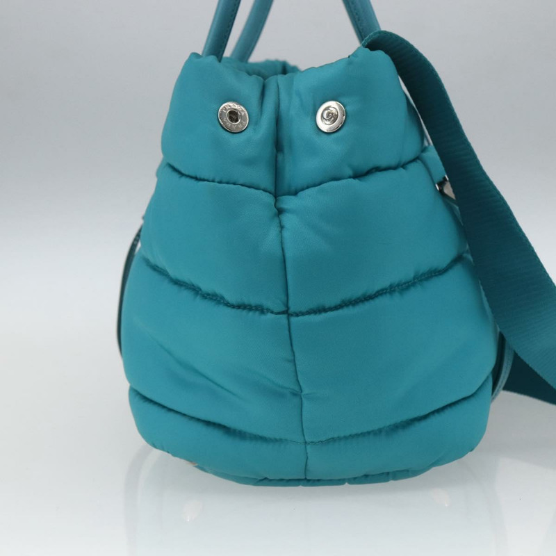 【日本直送】PRADA 飛行員手提包 尼龍 2way Turquoise Blue Silver Auth ka1635SAM-2