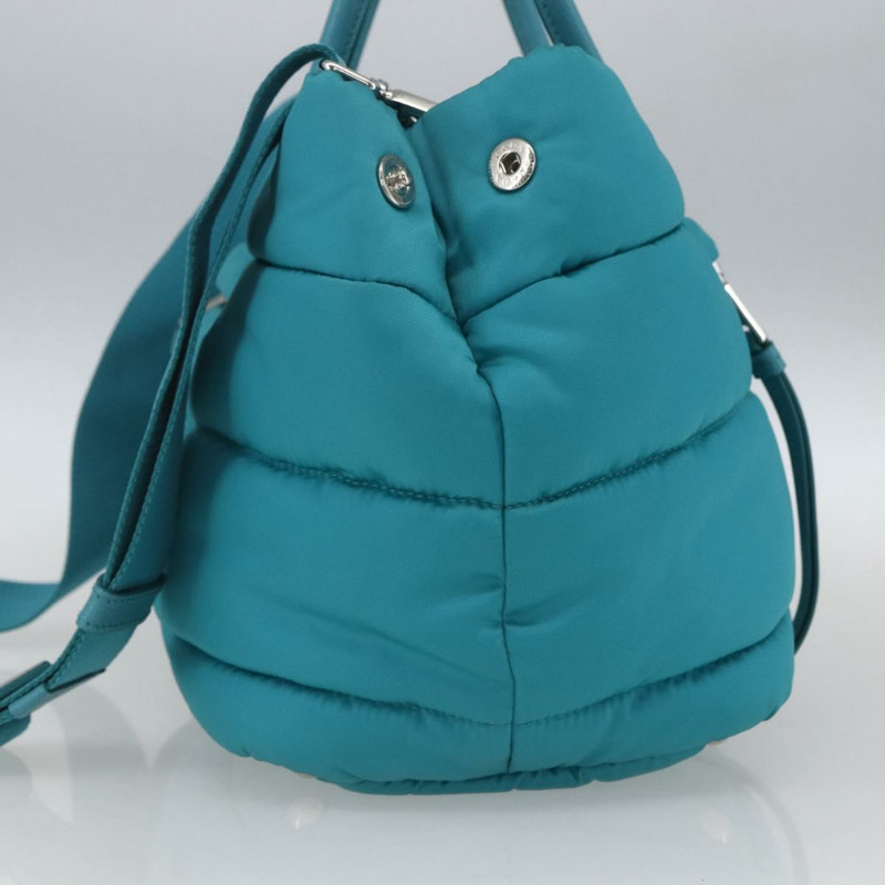 【日本直送】PRADA 飛行員手提包 尼龍 2way Turquoise Blue Silver Auth ka1635SAM-3