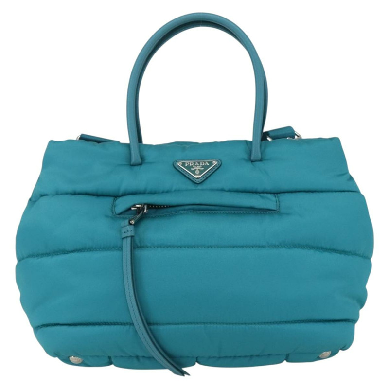 【日本直送】PRADA 飛行員手提包 尼龍 2way Turquoise Blue Silver Auth ka1635SAM-12
