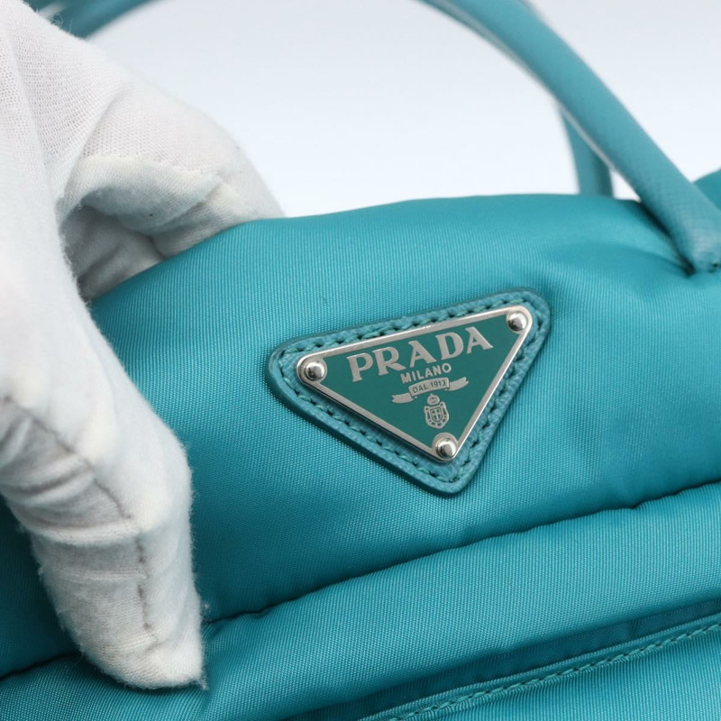【日本直送】PRADA 飛行員手提包 尼龍 2way Turquoise Blue Silver Auth ka1635SAM-18