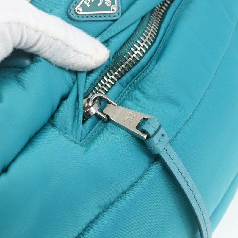 【日本直送】PRADA 飛行員手提包 尼龍 2way Turquoise Blue Silver Auth ka1635SAM-19