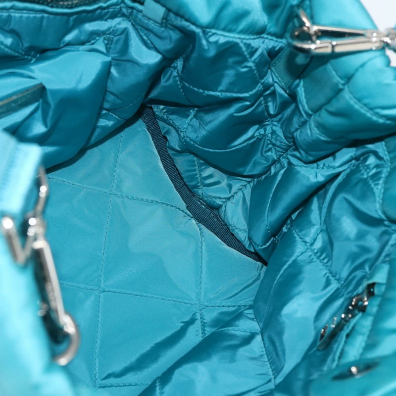 【日本直送】PRADA 飛行員手提包 尼龍 2way Turquoise Blue Silver Auth ka1635SAM-22