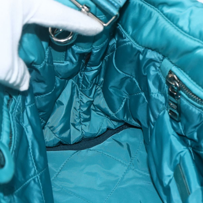 【日本直送】PRADA 飛行員手提包 尼龍 2way Turquoise Blue Silver Auth ka1635SAM-23