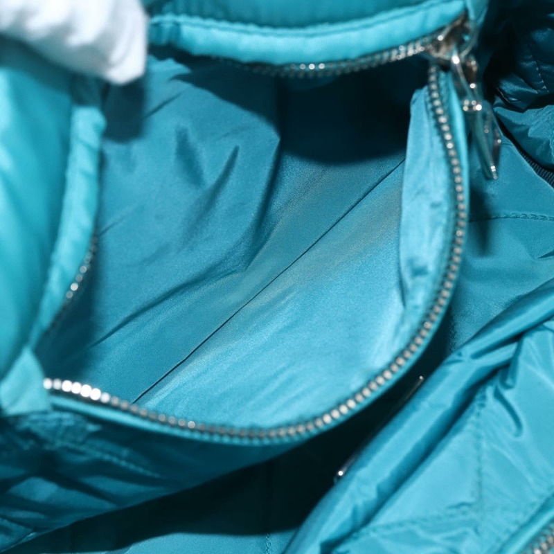 【日本直送】PRADA 飛行員手提包 尼龍 2way Turquoise Blue Silver Auth ka1635SAM-26