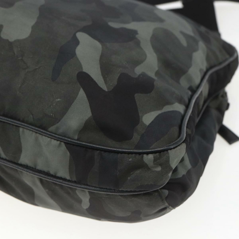 【日本直送】PRADA迷彩肩背包 尼龍 綠色 銀色 正品 ka1631V-16