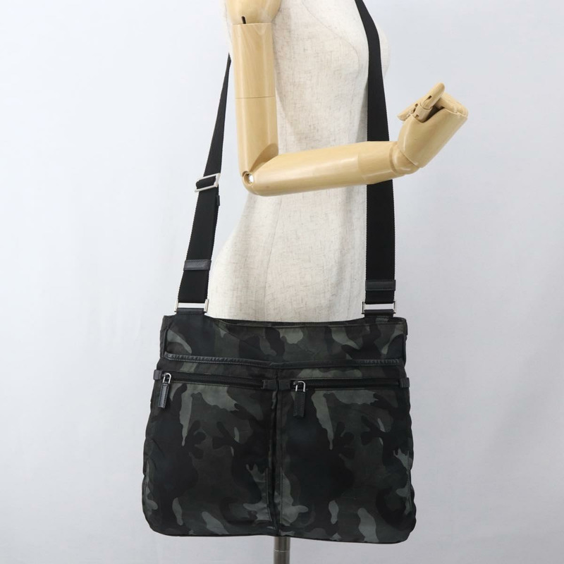 【日本直送】PRADA迷彩肩背包 尼龍 綠色 銀色 正品 ka1631V-27