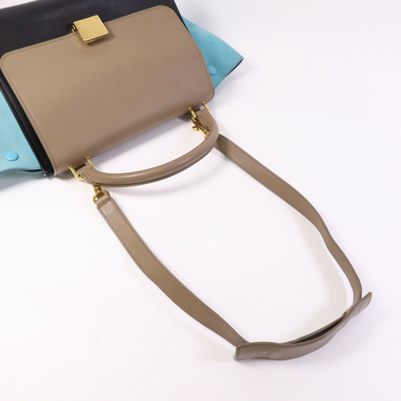 CELINE 牛皮皮革Trapeze金扣手挽肩背兩用袋-8