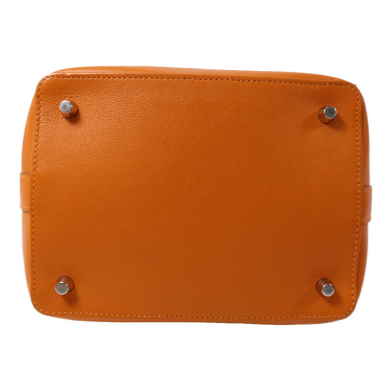HERMES Clemence皮革Tool Box 20銀扣手挽肩背兩用袋Orange-3