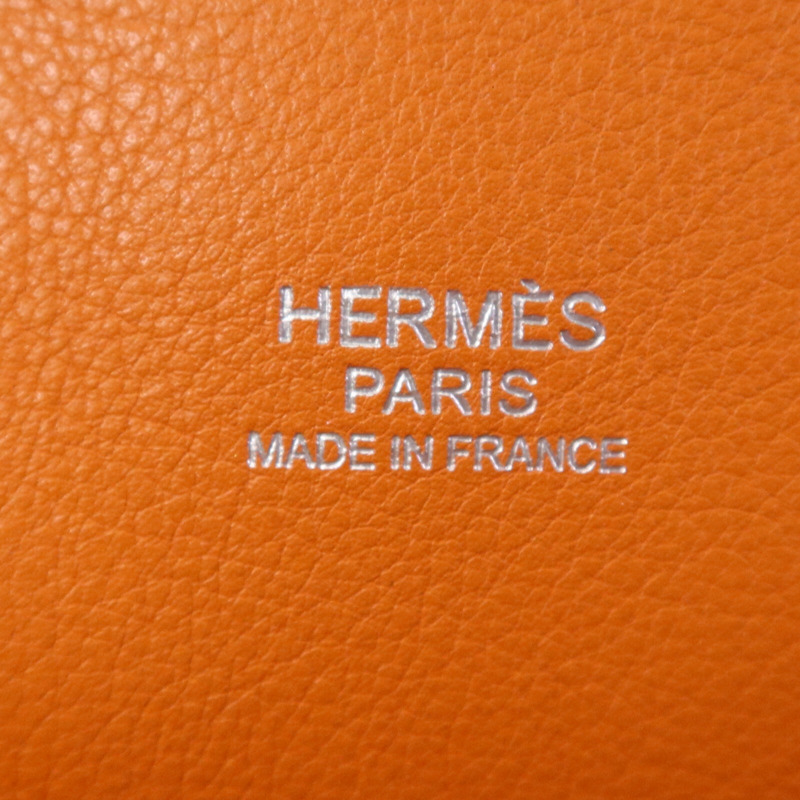 HERMES Clemence皮革Tool Box 20銀扣手挽肩背兩用袋Orange-5