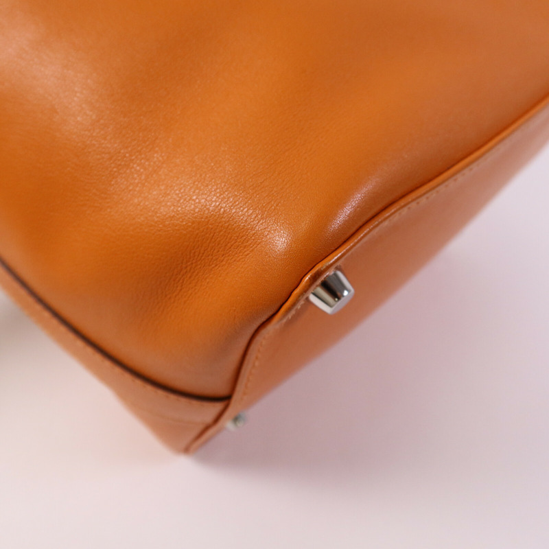 HERMES Clemence皮革Tool Box 20銀扣手挽肩背兩用袋Orange-10