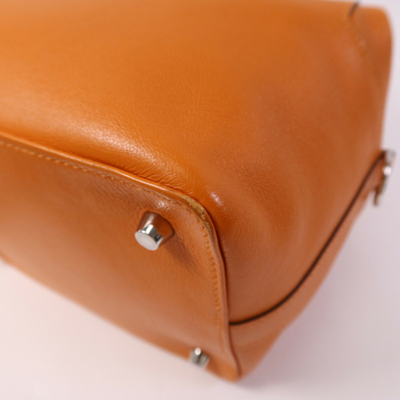 HERMES Clemence皮革Tool Box 20銀扣手挽肩背兩用袋Orange-11