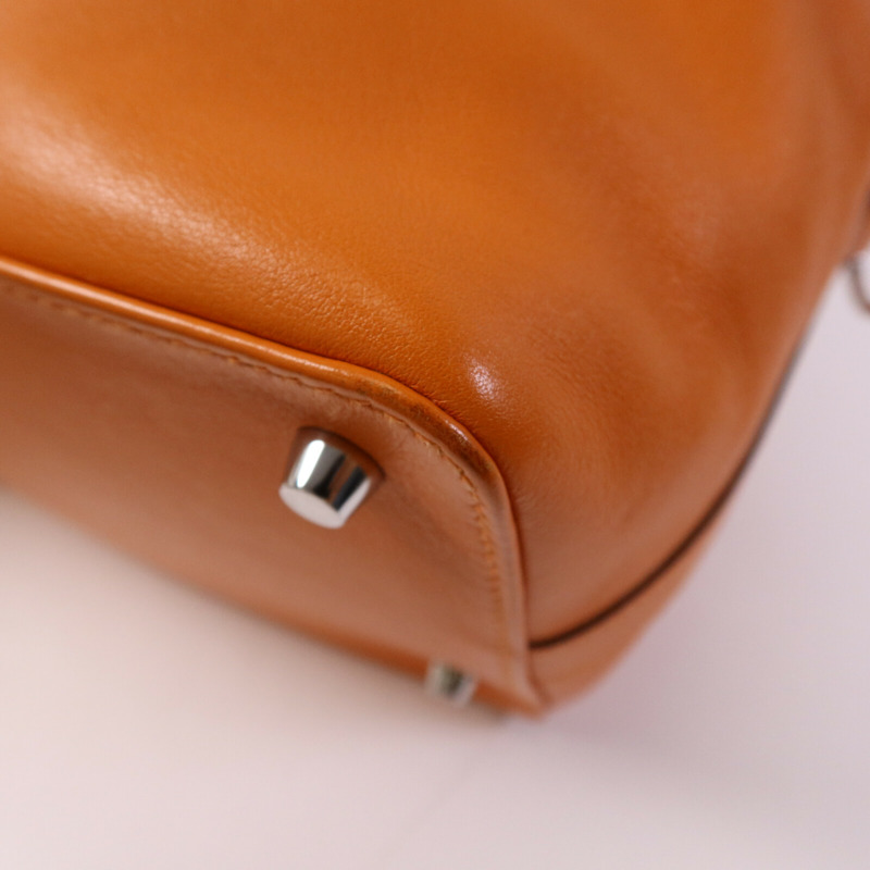 HERMES Clemence皮革Tool Box 20銀扣手挽肩背兩用袋Orange-13