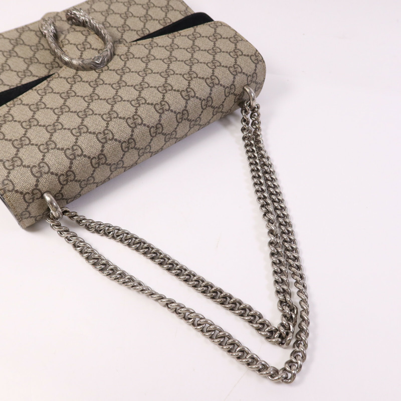 GUCCI 塗層帆布Dionysus Medium銀扣肩背袋-8