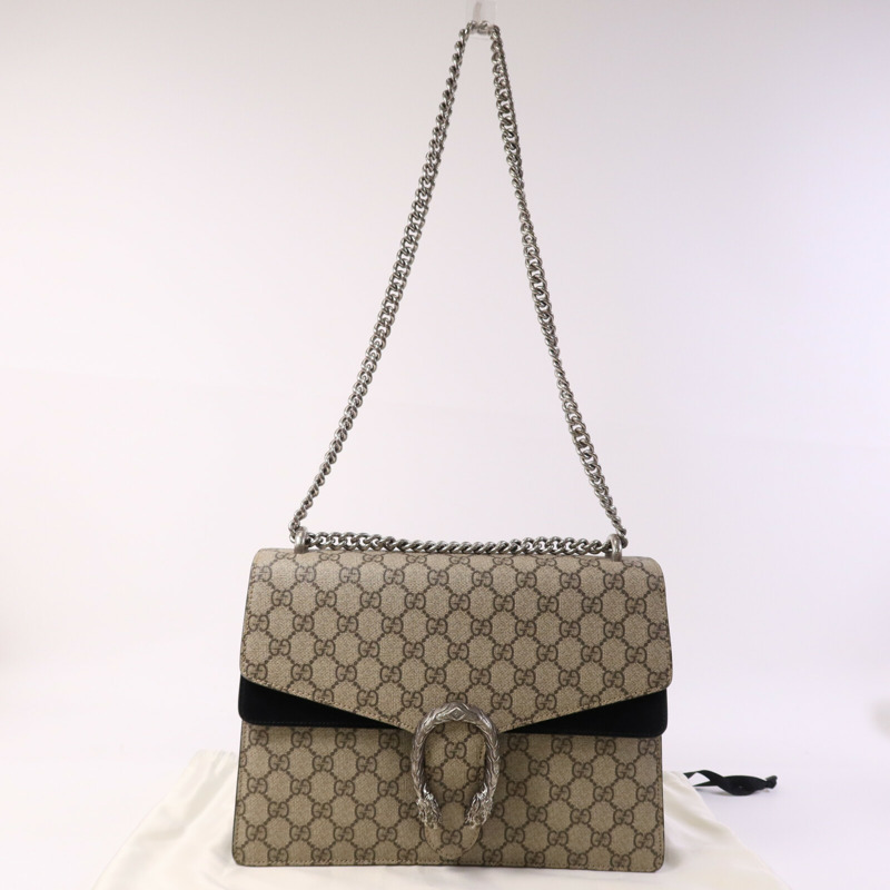 GUCCI 塗層帆布Dionysus Medium銀扣肩背袋-9
