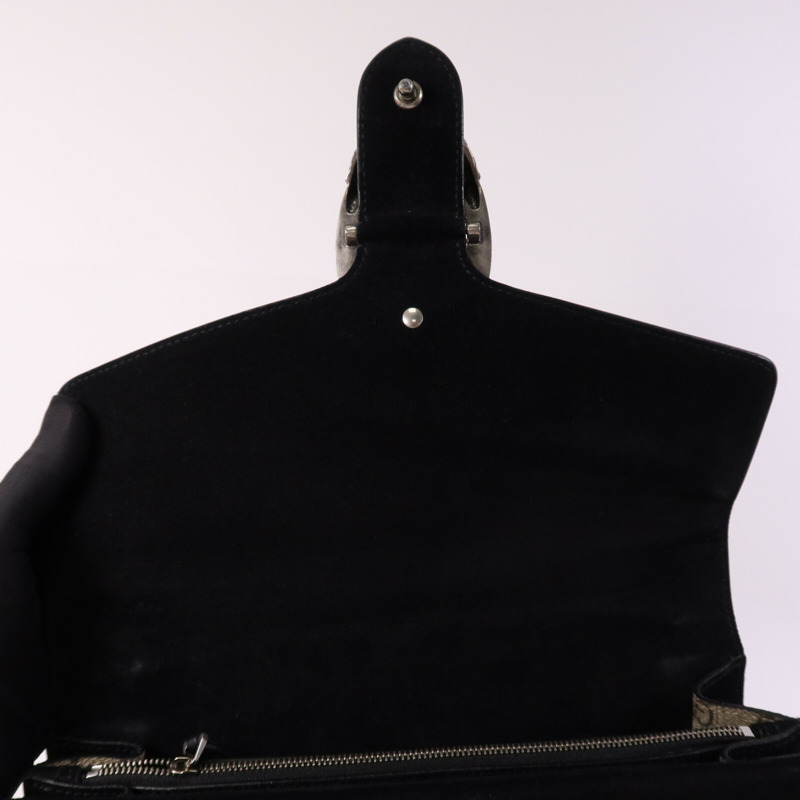 GUCCI 塗層帆布Dionysus Medium銀扣肩背袋-14