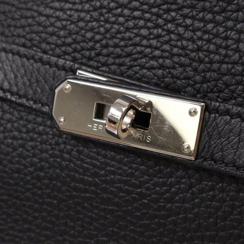 HERMES Clemence皮革Jypsiere 28銀扣肩背袋Noir-6