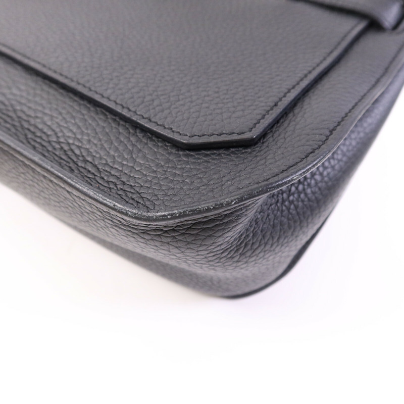 HERMES Clemence皮革Jypsiere 28銀扣肩背袋Noir-10