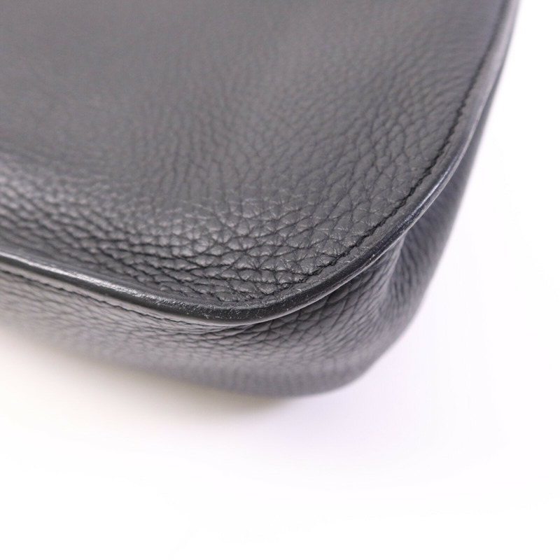 HERMES Clemence皮革Jypsiere 28銀扣肩背袋Noir-12