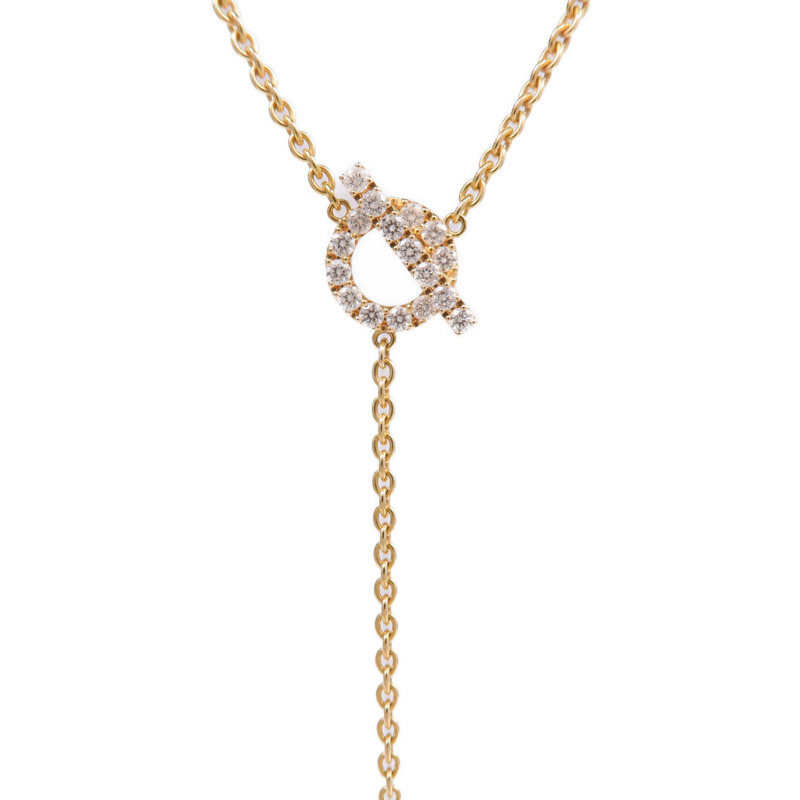 HERMES 18K玫瑰金Finesse lariat Necklace鑽石項鍊-2