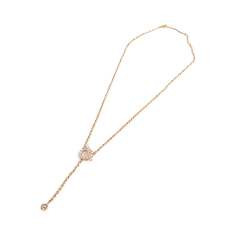 HERMES 18K玫瑰金Finesse lariat Necklace鑽石項鍊-3
