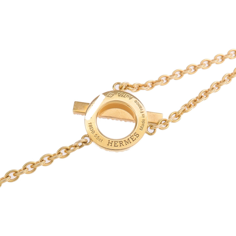 HERMES 18K玫瑰金Finesse lariat Necklace鑽石項鍊-6