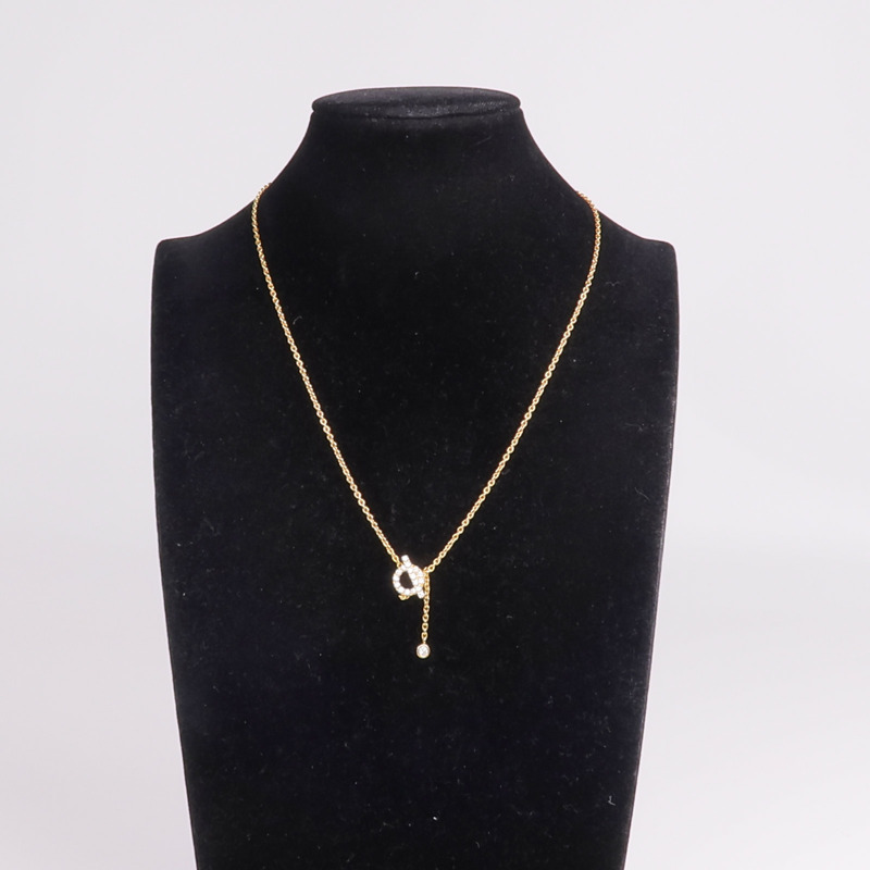 HERMES 18K玫瑰金Finesse lariat Necklace鑽石項鍊-7
