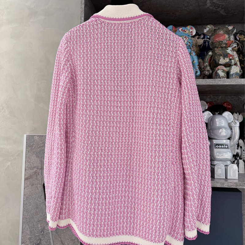 Chanel pink粉紅針織外套罩衫🌙工藝獅子釦-寬鬆over size-2