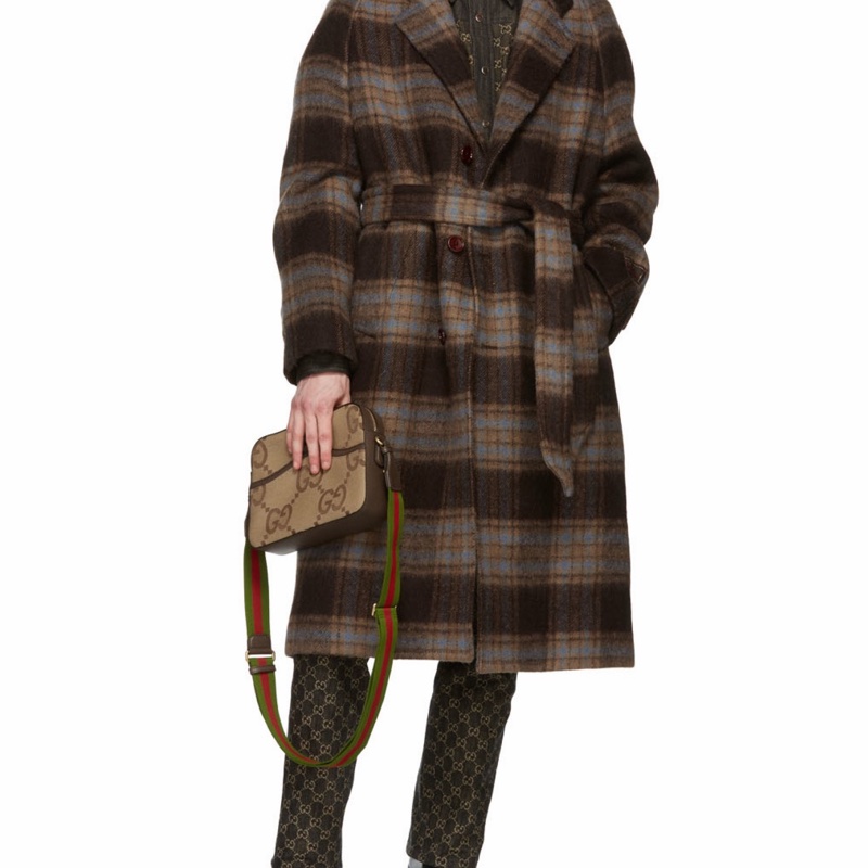 Gucci 男士 飾超級雙G圖案郵差包均碼碼常規、25.5 X 6 X 20 CM-4