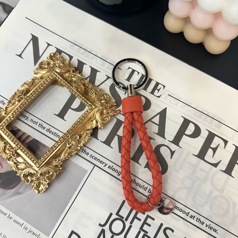 BV 中古橘色小編織鑰匙圈吊飾-0