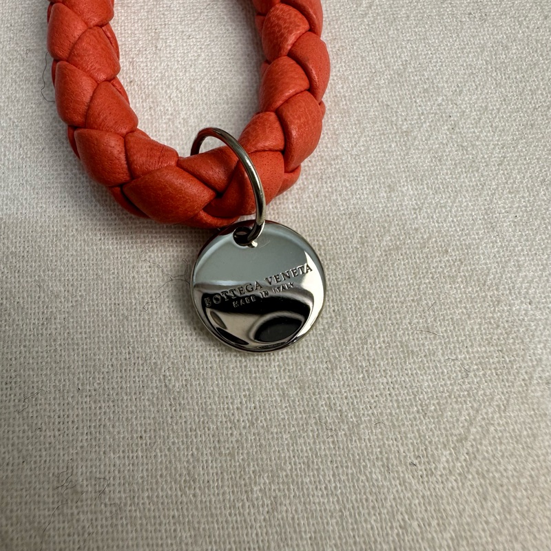 BV 中古橘色小編織鑰匙圈吊飾-3