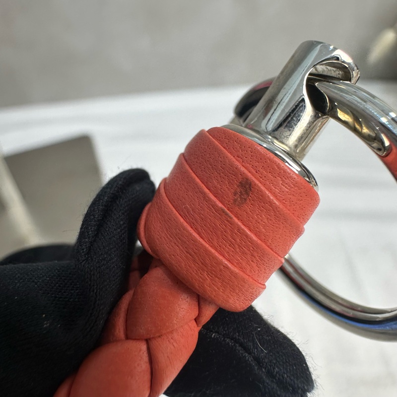 BV 中古橘色小編織鑰匙圈吊飾-7