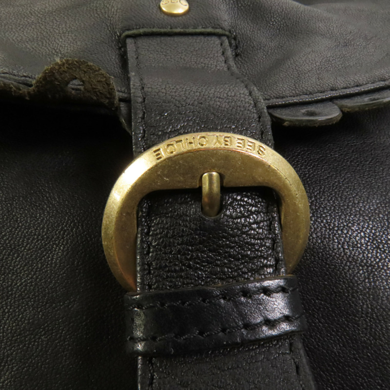 SEE BY CHLOE 羊皮皮革Poya Satchel Shoulder Bag金扣手挽肩背兩用袋-6