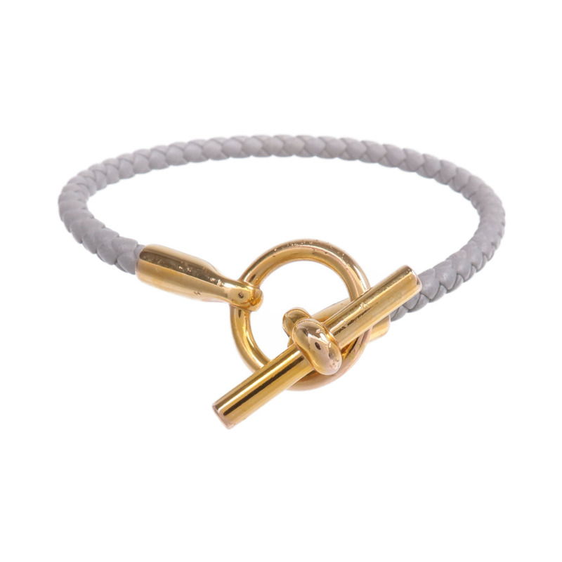 HERMES Swift皮革Glenan Bracelet金扣手帶Bleu Glacier-0