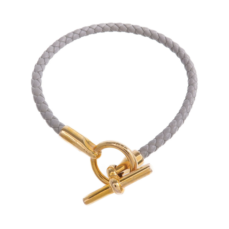 HERMES Swift皮革Glenan Bracelet金扣手帶Bleu Glacier-3