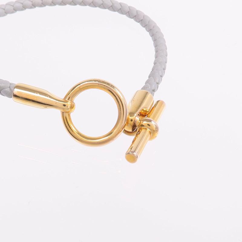 HERMES Swift皮革Glenan Bracelet金扣手帶Bleu Glacier-5