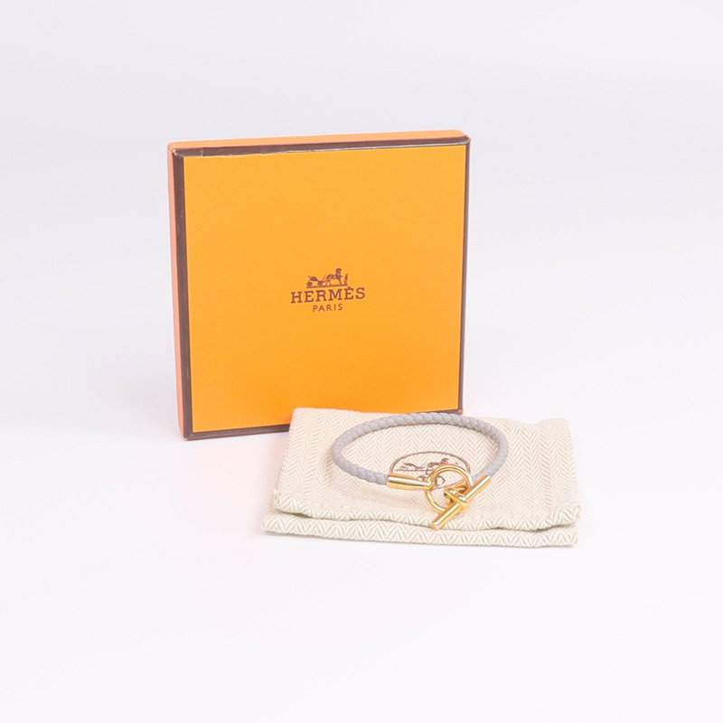 HERMES Swift皮革Glenan Bracelet金扣手帶Bleu Glacier-9