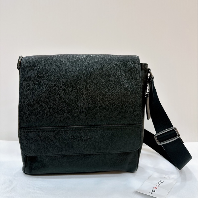 莉亞精品♡Coach 翻蓋斜背包 黑色 二手-2