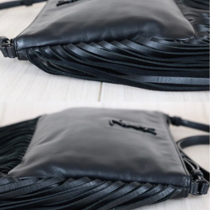 「JL精品代購」98新 Ysl 黑色流蘇單肩包-4