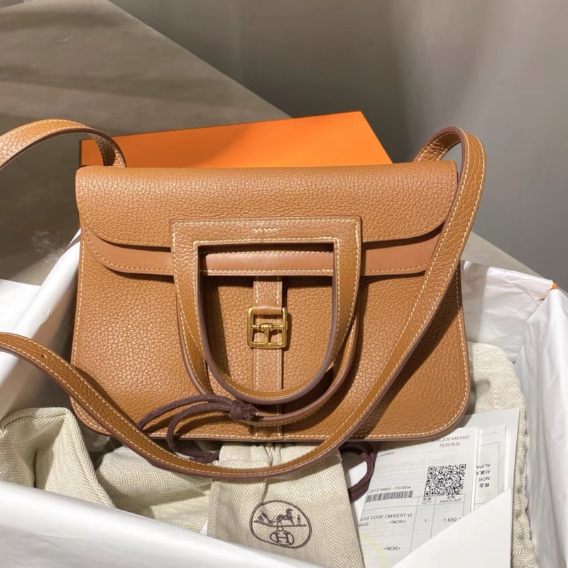 有購証 Hermes halzan25 金棕哈喇子 Z刻 配件 盒子 塵袋 肩帶-0
