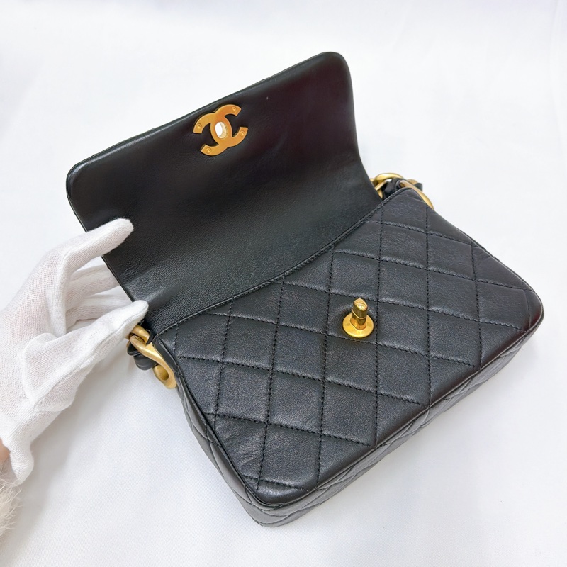 莉亞精品♡Chanel 金扣肩背包 二手美包-13