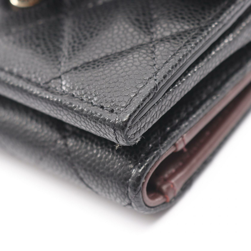 香奈兒經典款小翻蓋絎縫三折皮夾 AP0230 黑色皮革二手-9