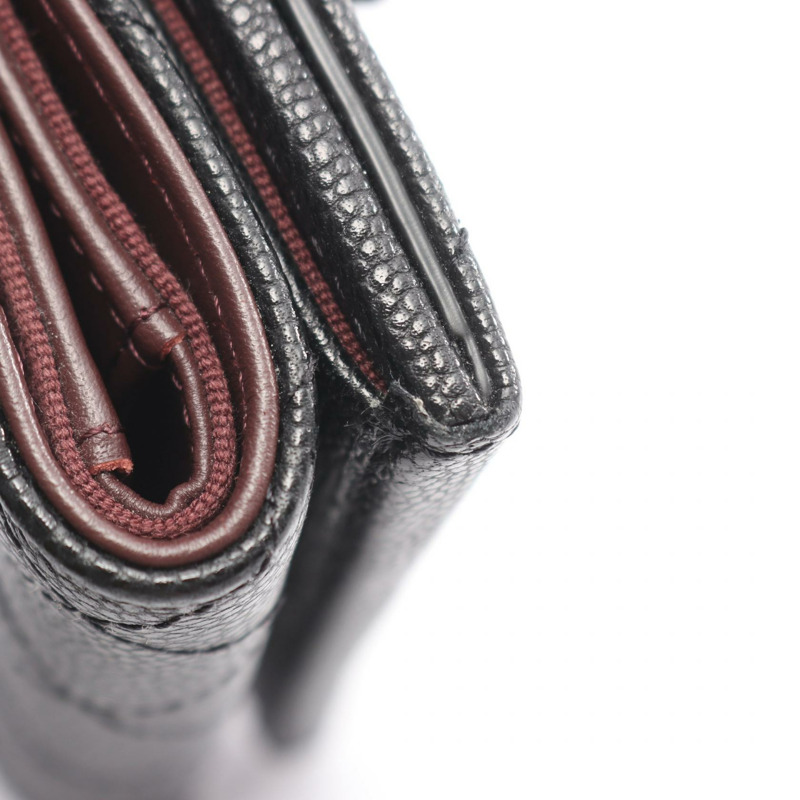 香奈兒經典款小翻蓋絎縫三折皮夾 AP0230 黑色皮革二手-10