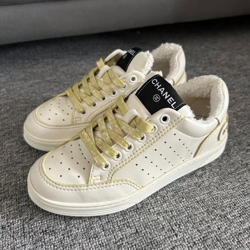 Chanel香奈兒Low-Top時尚板鞋 白黃色 35碼-0