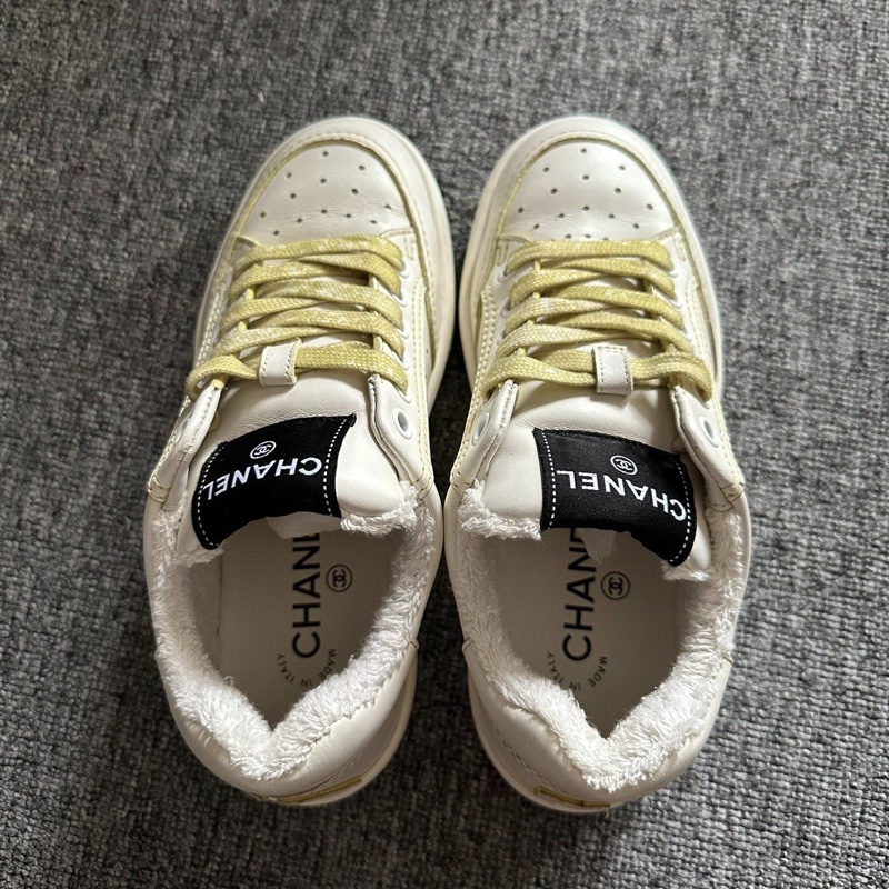 Chanel香奈兒Low-Top時尚板鞋 白黃色 35碼-4