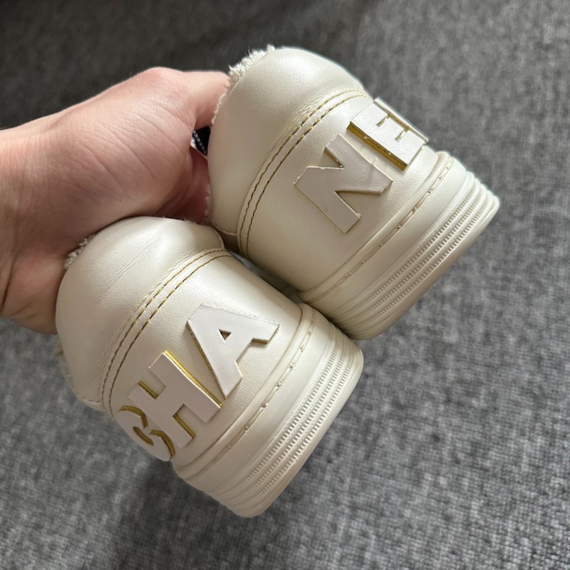 Chanel香奈兒Low-Top時尚板鞋 白黃色 35碼-5